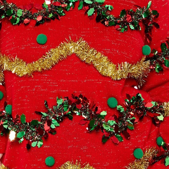Forever 21 Garland Pom Pom Ugly Christmas Sweater Size Small - Picture 5 of 5